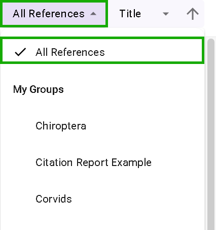 The EndNote sidebar with All References selected
